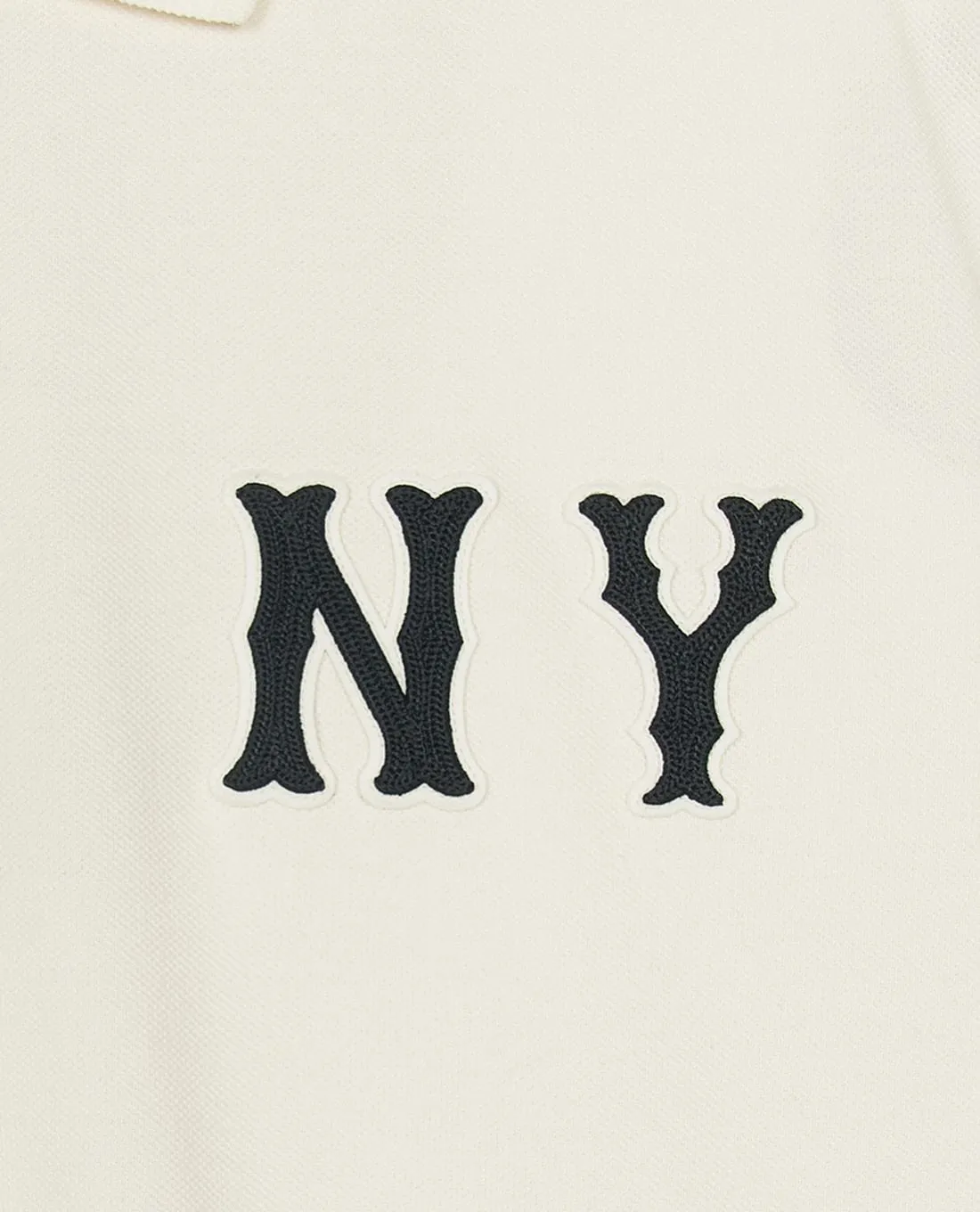 Áo Polo MLB Basic Coopers Logo Overfit NY Màu Kem - Ảnh chi tiết 4